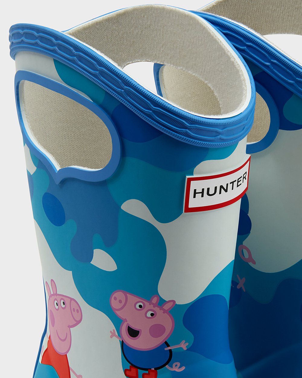 Hunter Original First Peppa Pig Grab Handle Rain Boots - Outlet Kids Blue - OXHEDG542